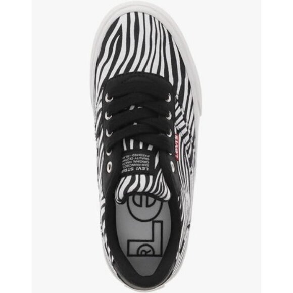 New! Size: 6 Women | Levi's Unisex Naya M Zebra Sneaker | Black & White - Picture 9 of 13